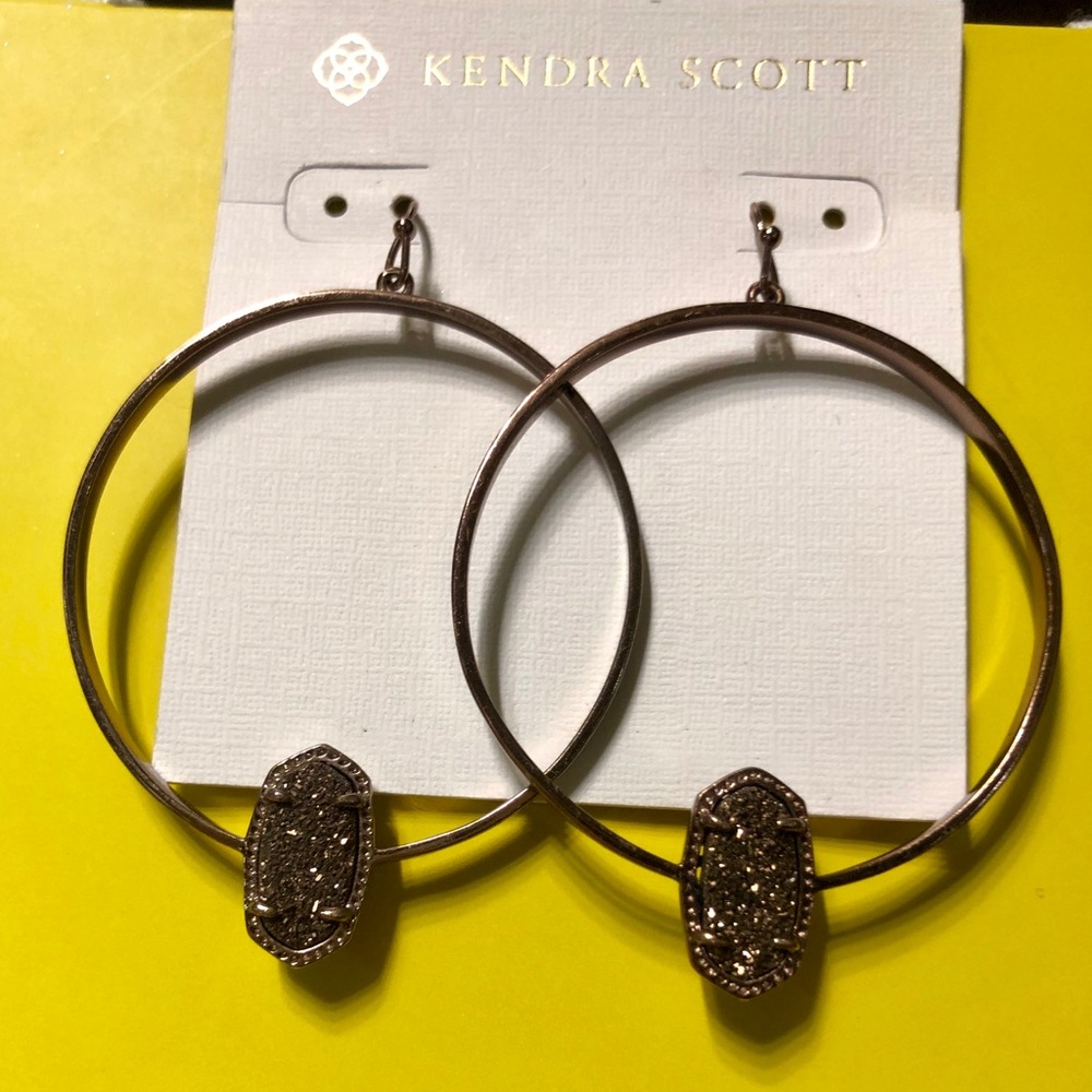 Kendra Scott Brass Elora Earrings Chocolate Drusy